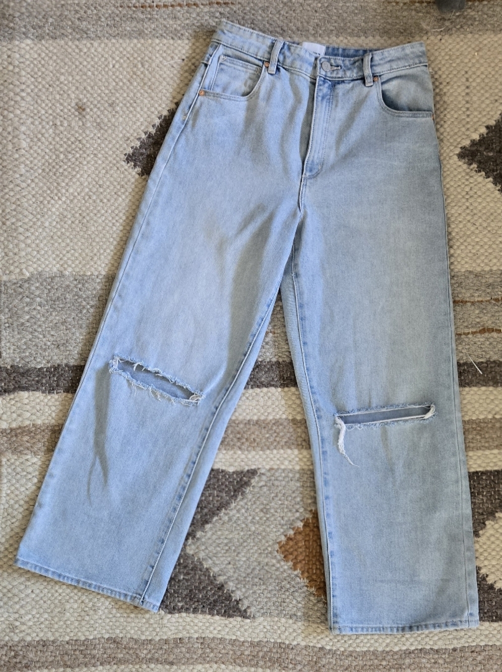 Abrand Jeans - Street Aline - Wide Leg- Light Wash Distressed - Light Blue